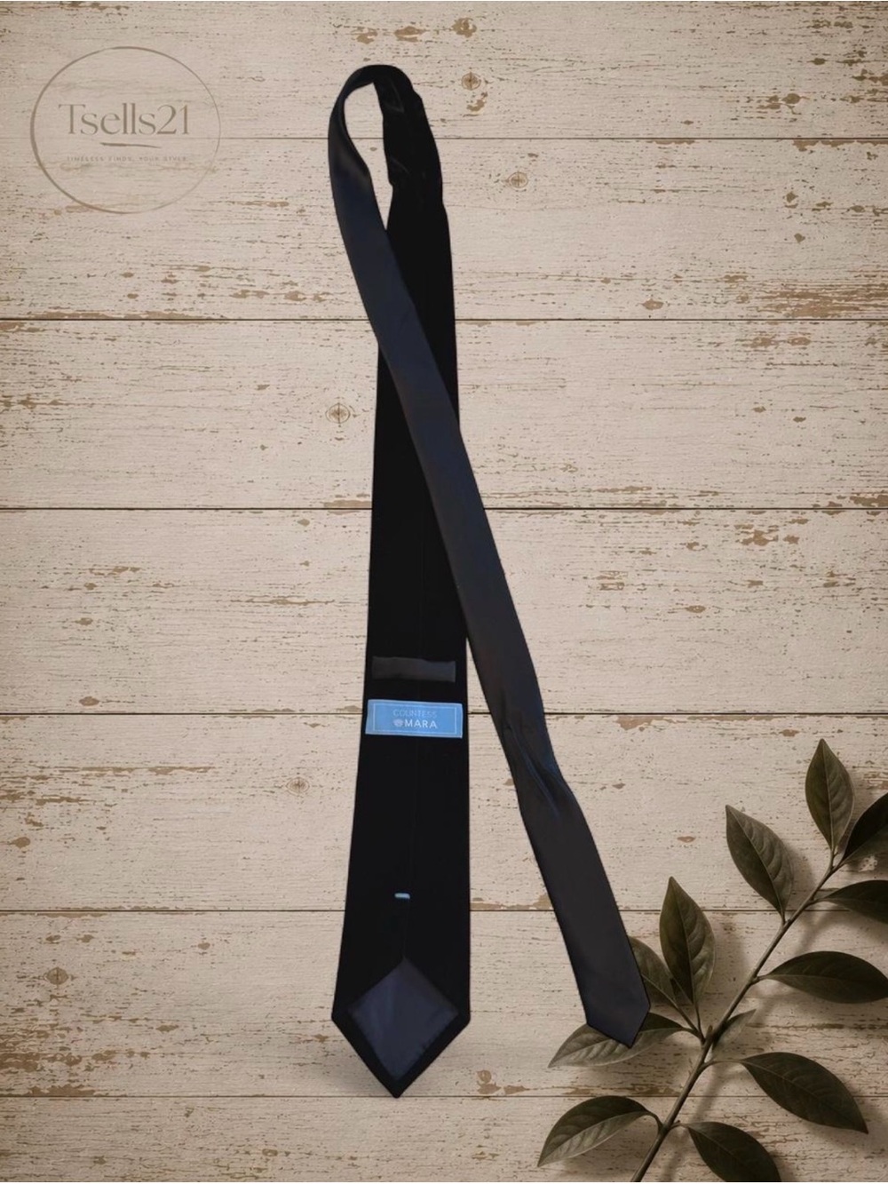 Countess Mara Vintage Solid Black Velvet Tie